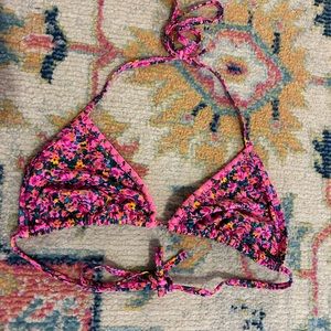 pink floral triangle bikini top